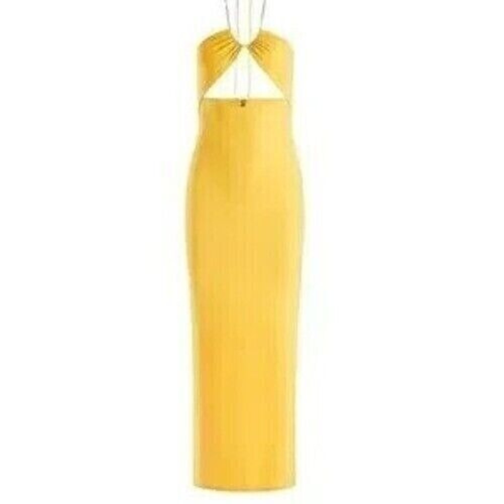 Alice + Olivia NWT Sariya Cut-Out Interlock Knit Maxi-Dress Yellow Sz 0 MSRP$350